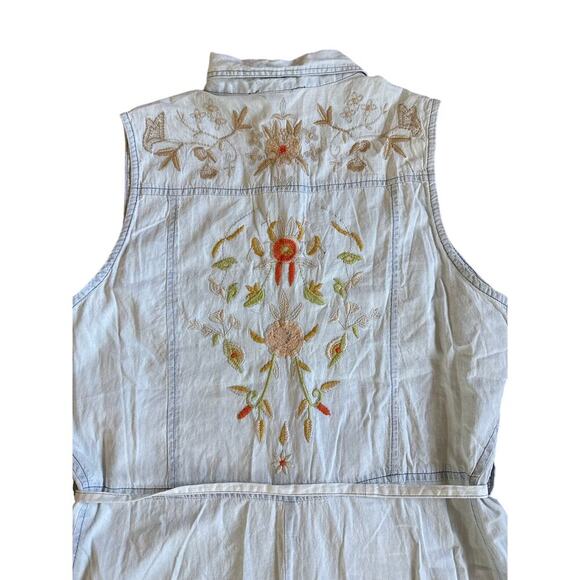 Women’s Nostalgia Western Embroidered Sleeveless Denim Jean Dress Size Large - Picture 3 of 5